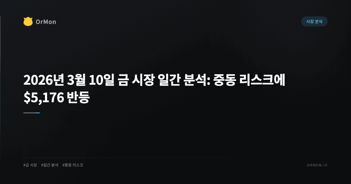 2026년 3월 10일 금 시장 일간 분석: 중동 리스크에 $5,176 반등