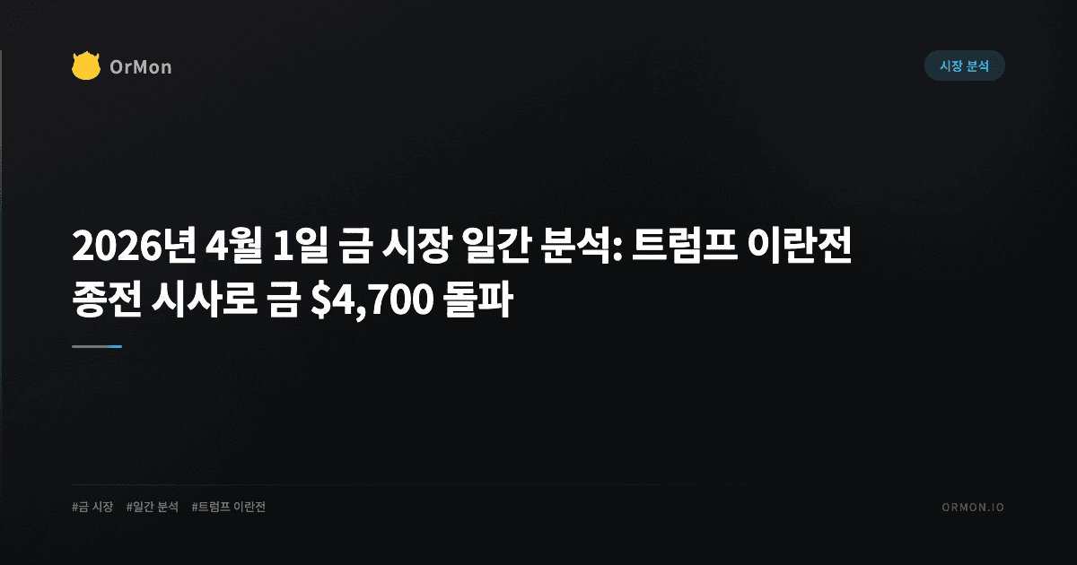 2026년 4월 1일 금 시장 일간 분석: 트럼프 이란전 종전 시사로 금 $4,700 돌파