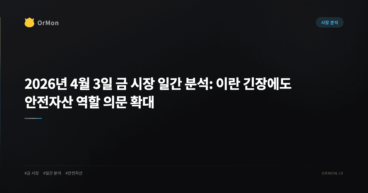 2026년 4월 3일 금 시장 일간 분석: 이란 긴장에도 안전자산 역할 의문 확대