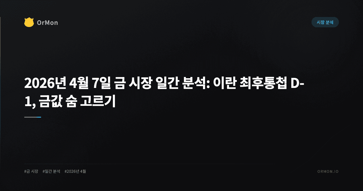 2026년 4월 7일 금 시장 일간 분석: 이란 최후통첩 D-1, 금값 숨 고르기