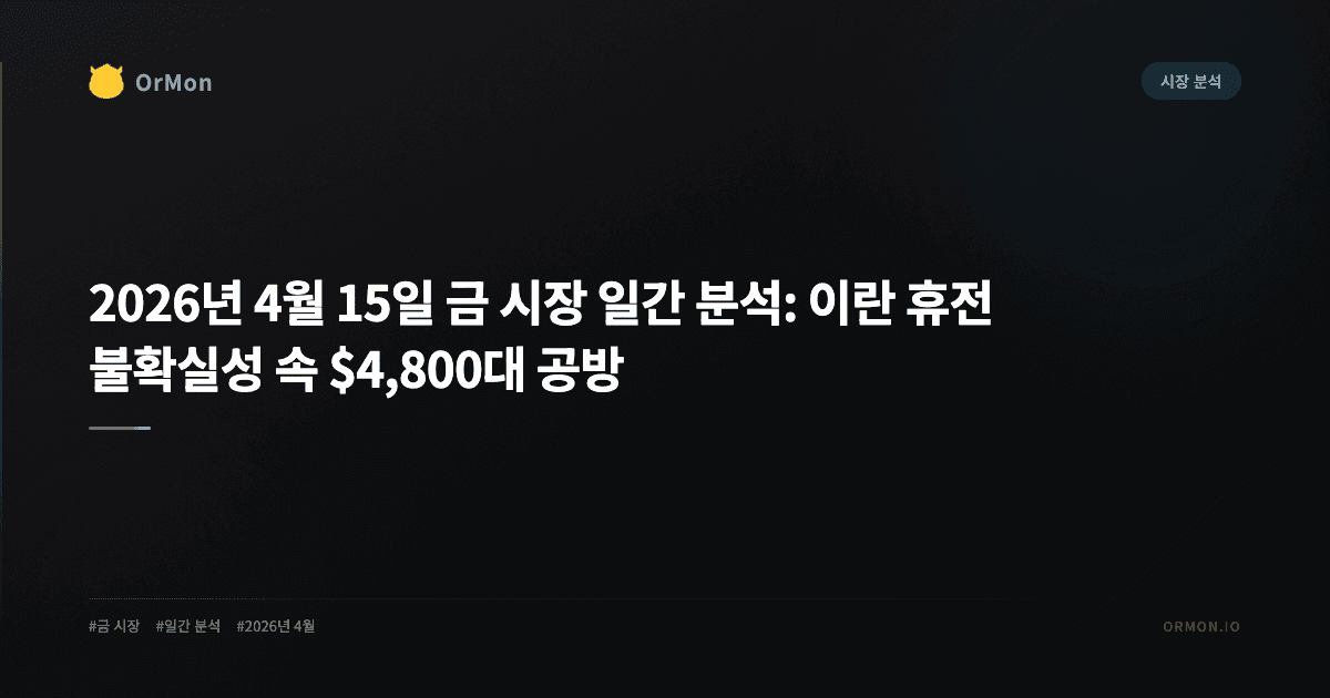 2026년 4월 15일 금 시장 일간 분석: 이란 휴전 불확실성 속 $4,800대 공방