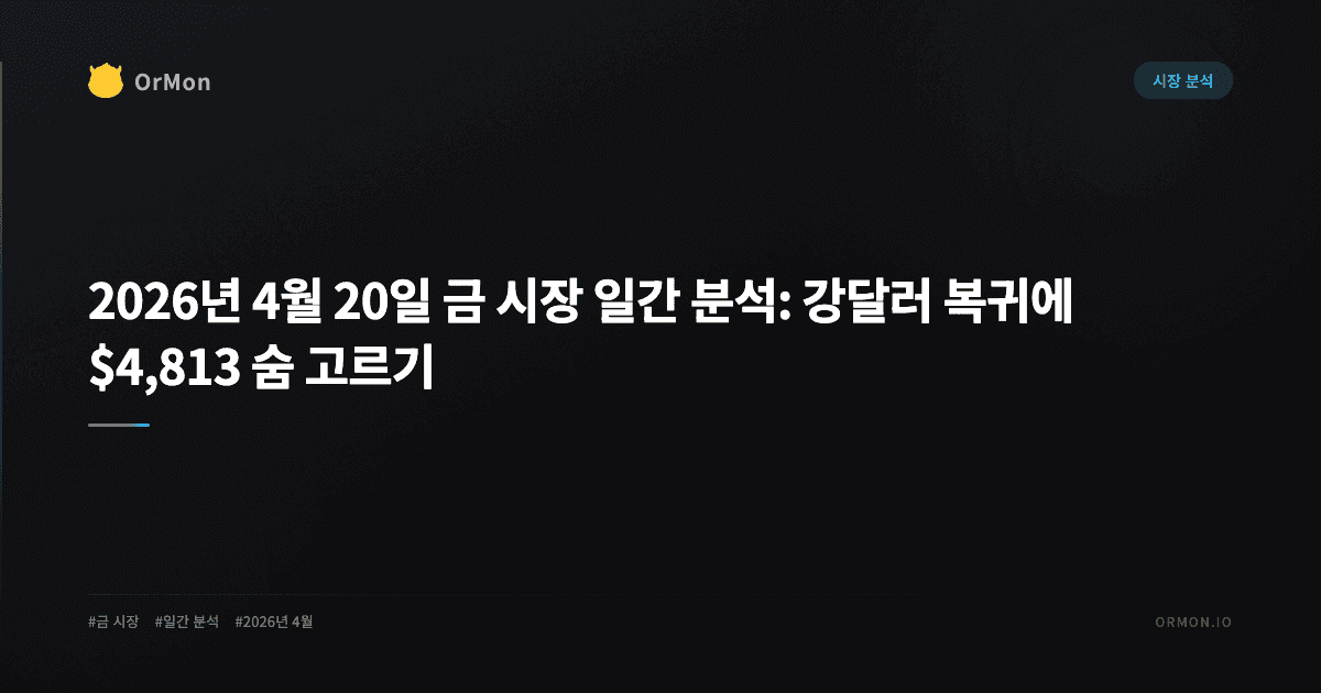 2026년 4월 20일 금 시장 일간 분석: 강달러 복귀에 $4,813 숨 고르기