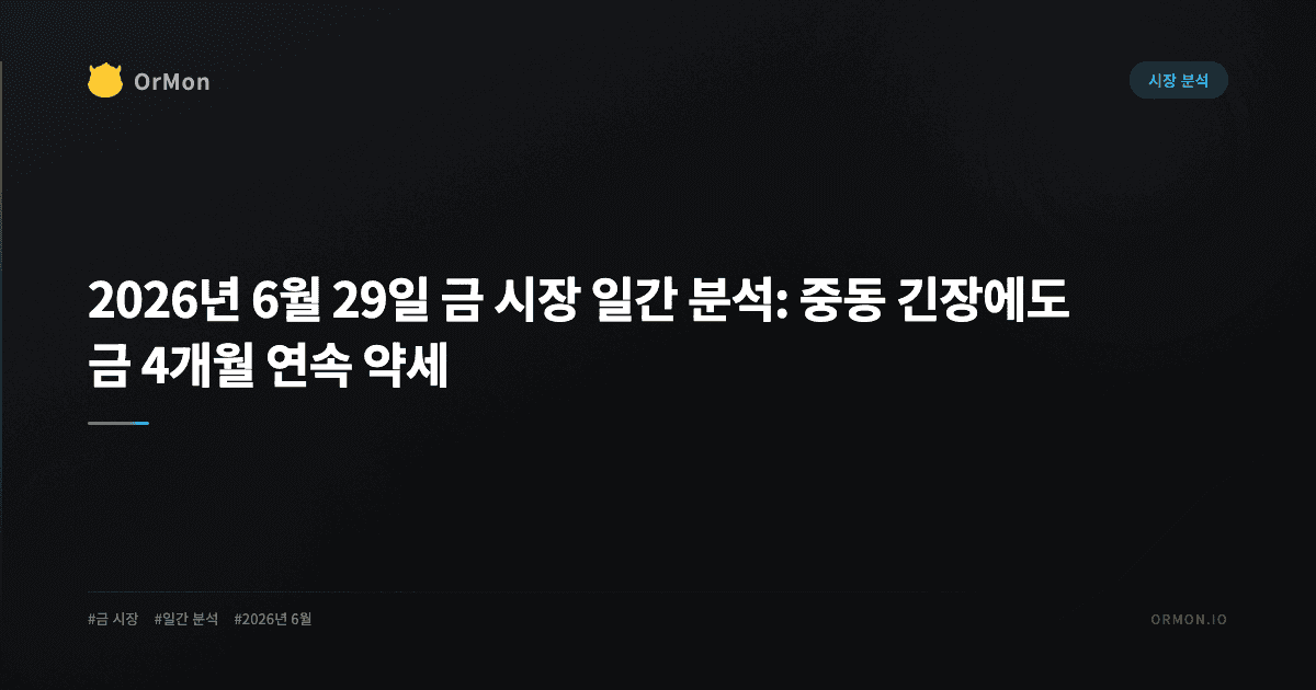 2026년 6월 29일 금 시장 일간 분석: 중동 긴장에도 금 4개월 연속 약세