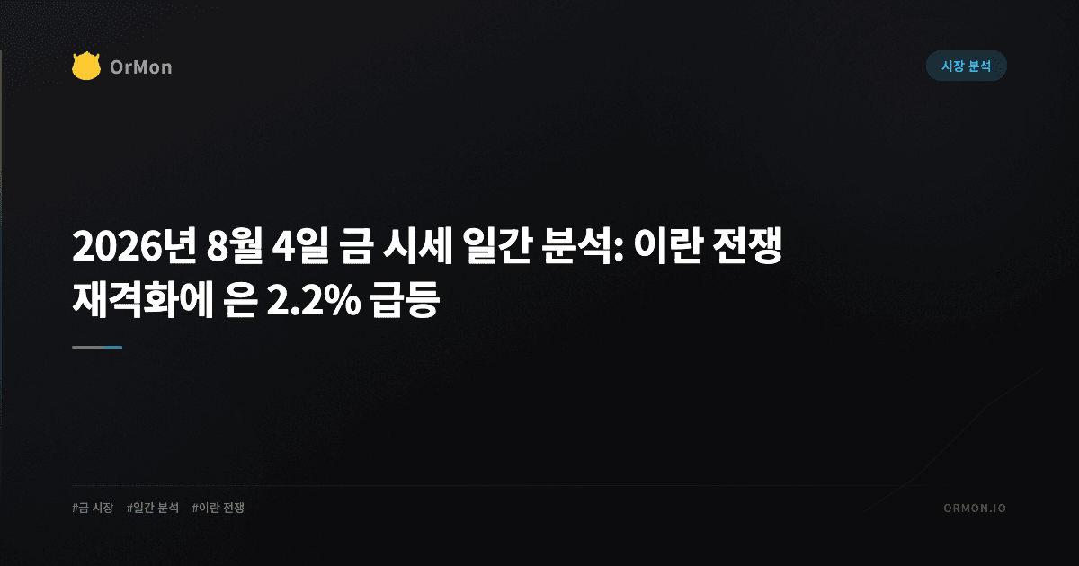 2026년 8월 4일 금 시세 일간 분석: 이란 전쟁 재격화에 은 2.2% 급등