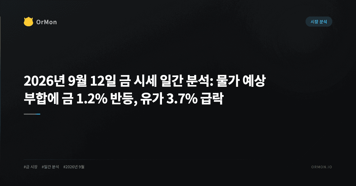 2026년 9월 12일 금 시세 일간 분석: 물가 예상 부합에 금 1.2% 반등, 유가 3.7% 급락