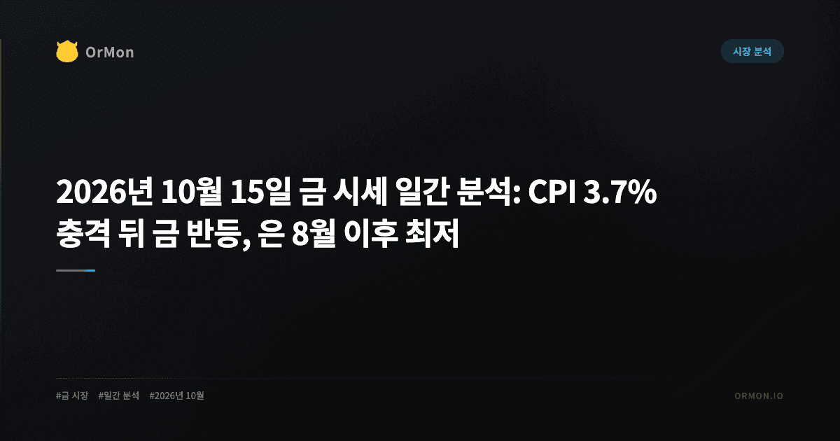 2026년 10월 15일 금 시세 일간 분석: CPI 3.7% 충격 뒤 금 반등, 은 8월 이후 최저