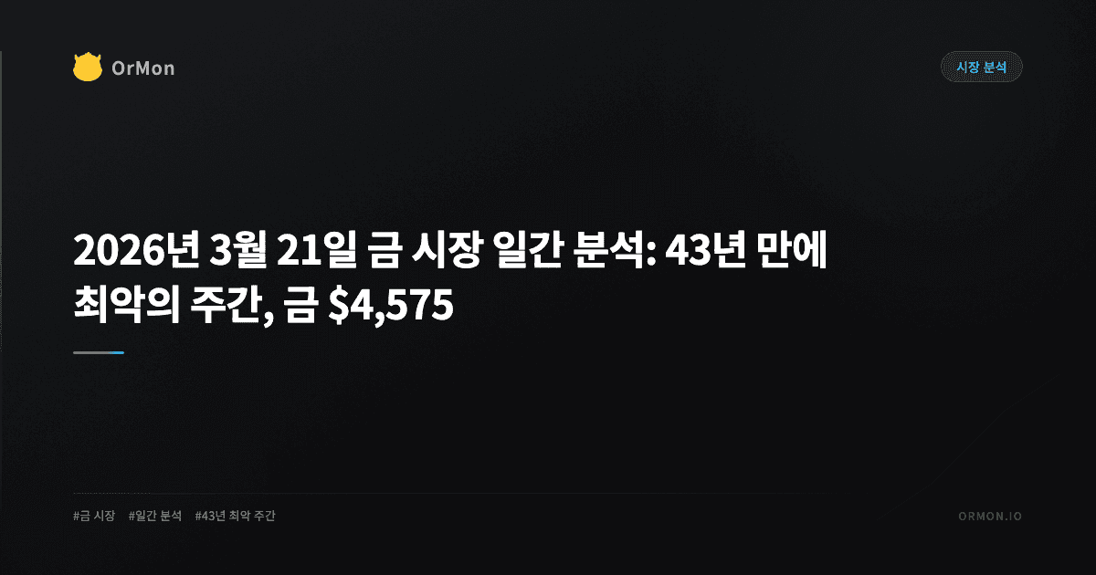 2026년 3월 21일 금 시장 일간 분석: 43년 만에 최악의 주간, 금 $4,575