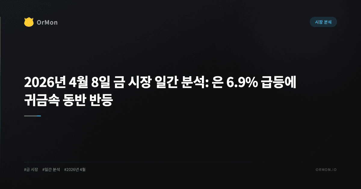 2026년 4월 8일 금 시장 일간 분석: 은 6.9% 급등에 귀금속 동반 반등