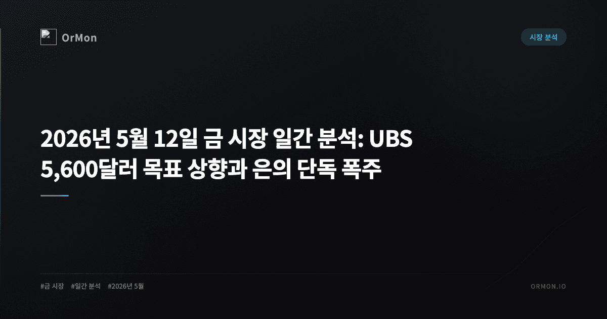 2026년 5월 12일 금 시장 일간 분석: UBS '5,600달러' 목표 상향과 은의 단독 폭주
