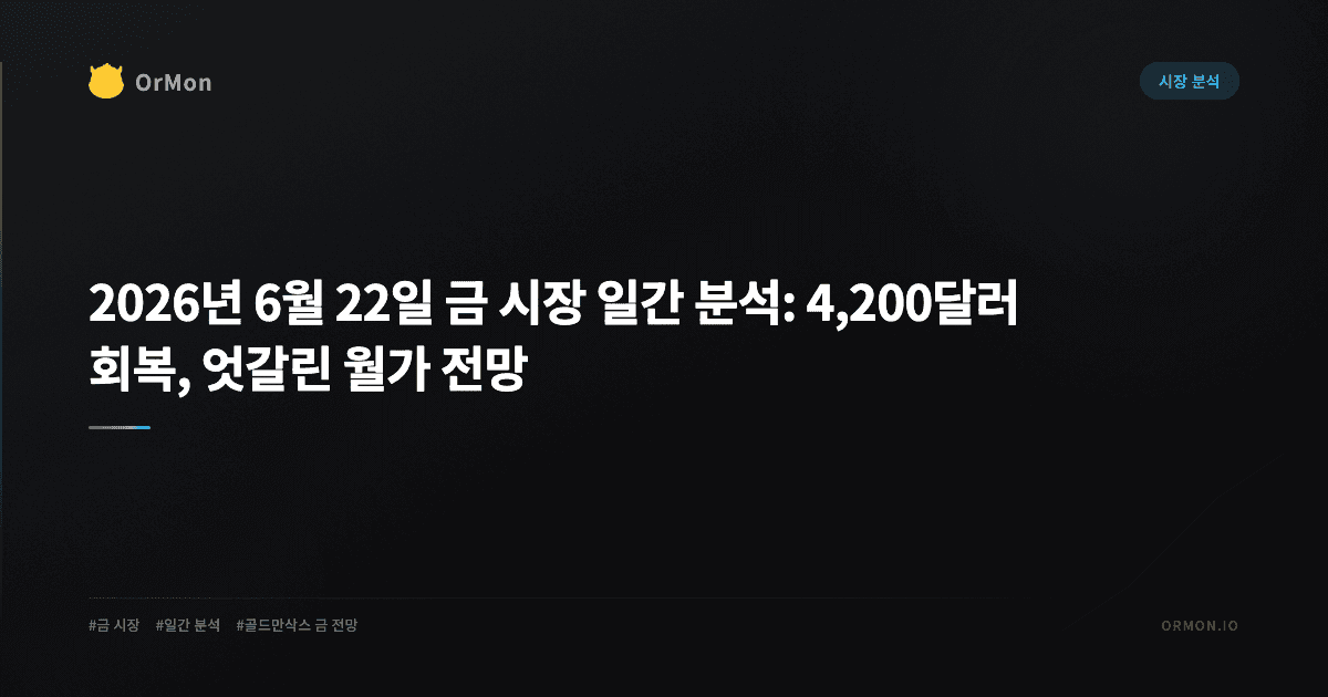 2026년 6월 22일 금 시장 일간 분석: 4,200달러 회복, 엇갈린 월가 전망