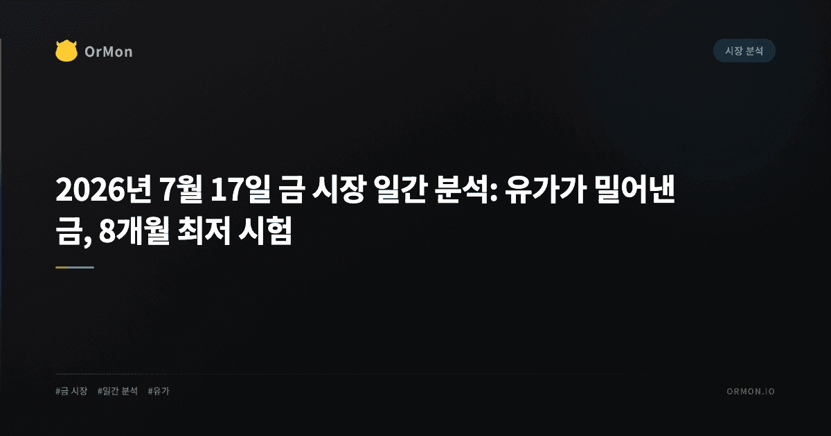 2026년 7월 17일 금 시장 일간 분석: 유가가 밀어낸 금, 8개월 최저 시험