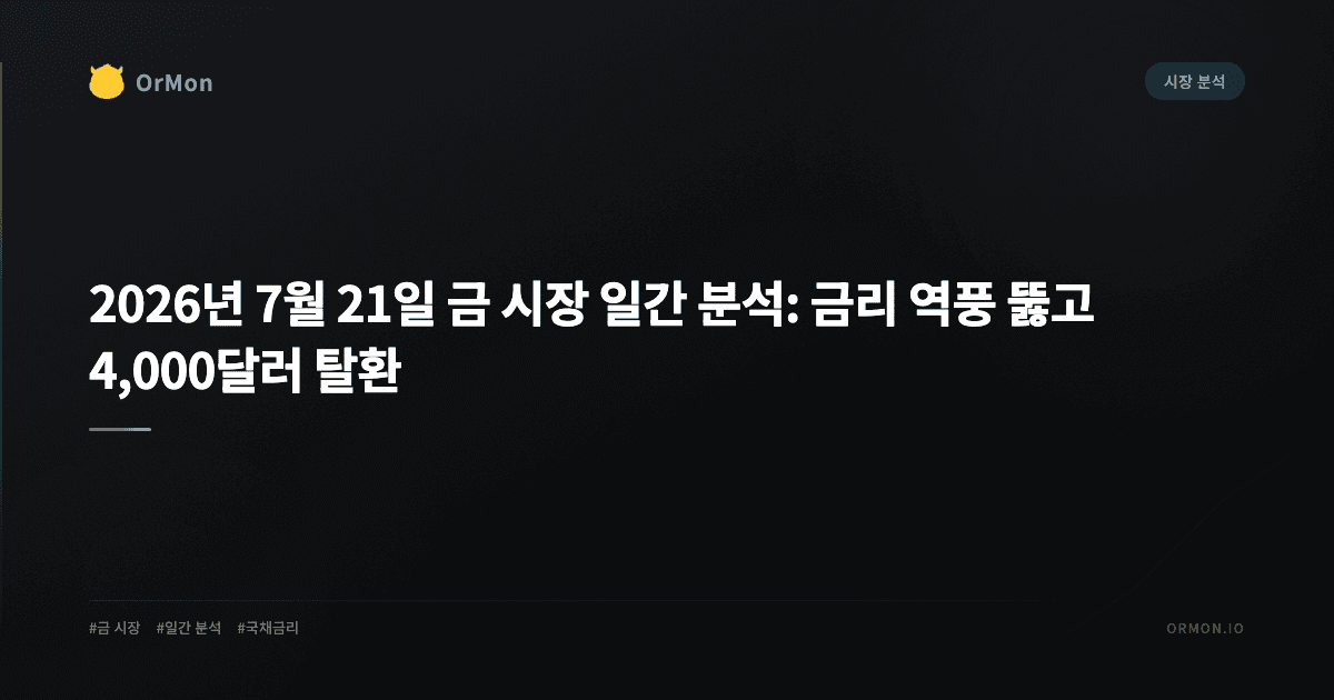 2026년 7월 21일 금 시장 일간 분석: 금리 역풍 뚫고 4,000달러 탈환