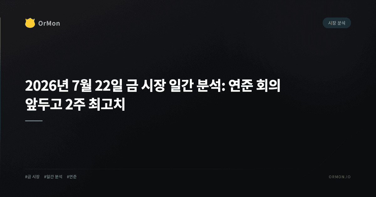 2026년 7월 22일 금 시장 일간 분석: 연준 회의 앞두고 2주 최고치