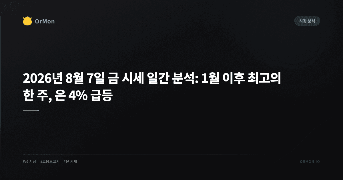 2026년 8월 7일 금 시세 일간 분석: 1월 이후 최고의 한 주, 은 4% 급등