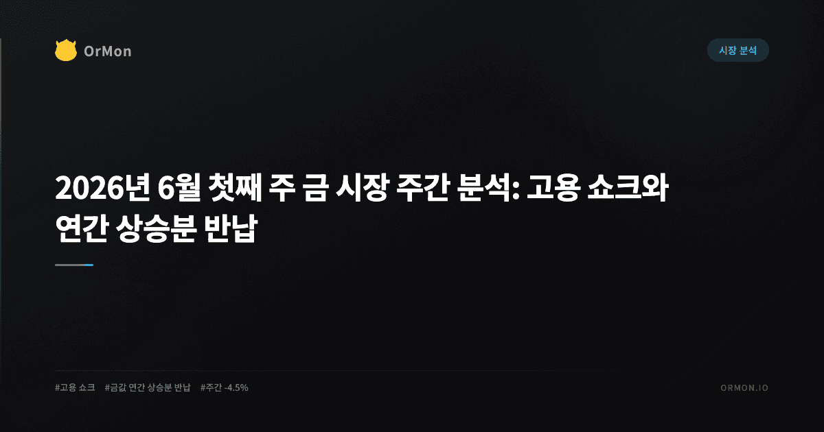2026년 6월 첫째 주 금 시장 주간 분석: 고용 쇼크와 연간 상승분 반납